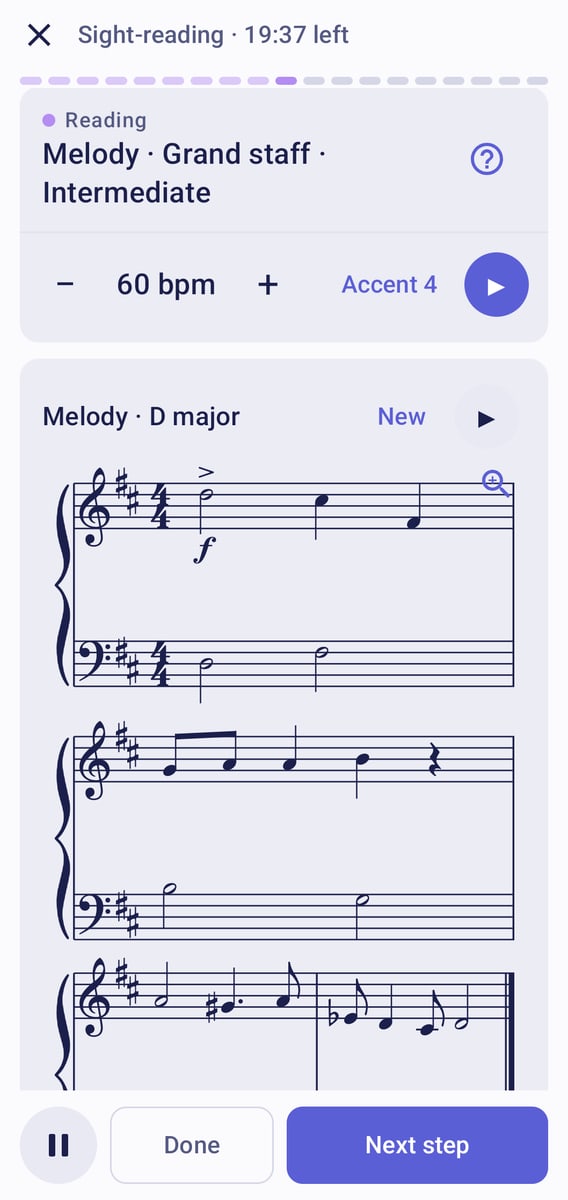 A tune-up question asking which chord is written on the staff